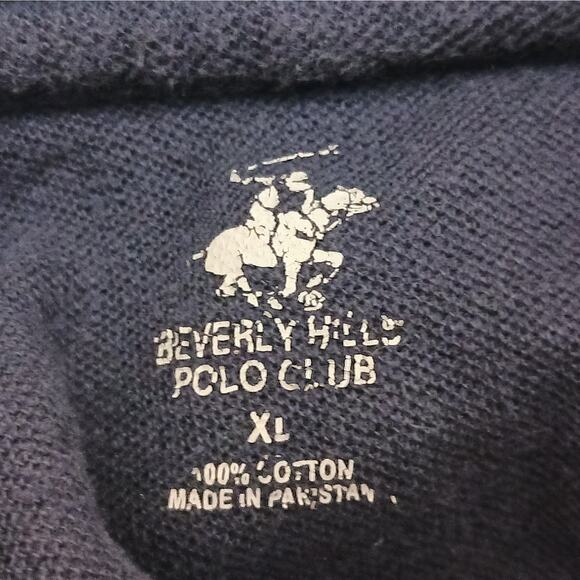 Beverly Hills Polo Club Shirt Mens XL Blue Striped Big Pony Logo No. 2 Rugby - Picture 8 of 9